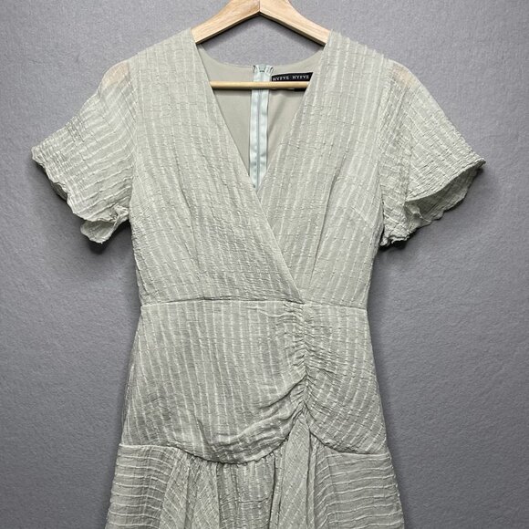 Hyfve Womens Light Green Textured Short-Sleeve Wrap Dress S Rayon/Nylon - Picture 2 of 7